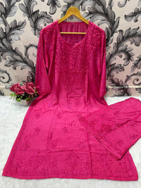 Zara Dyeable Kurta plazzo Set with Fine embroidery - Chikankari official