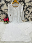 Zara Dyeable Kurta plazzo Set with Fine embroidery - Chikankari official