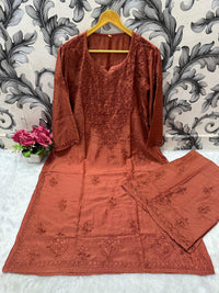 Zara Dyeable Kurta plazzo Set with Fine embroidery - Chikankari official