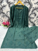 Zara Dyeable Kurta plazzo Set with Fine embroidery - Chikankari official