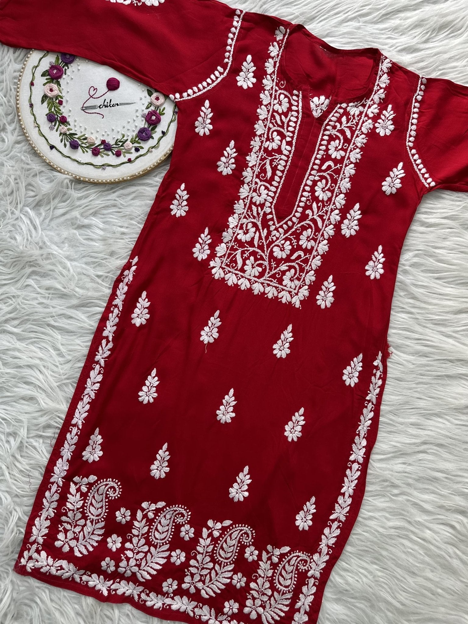Zara Modal Cotton Embroidery Daman Combo - Chikankari official