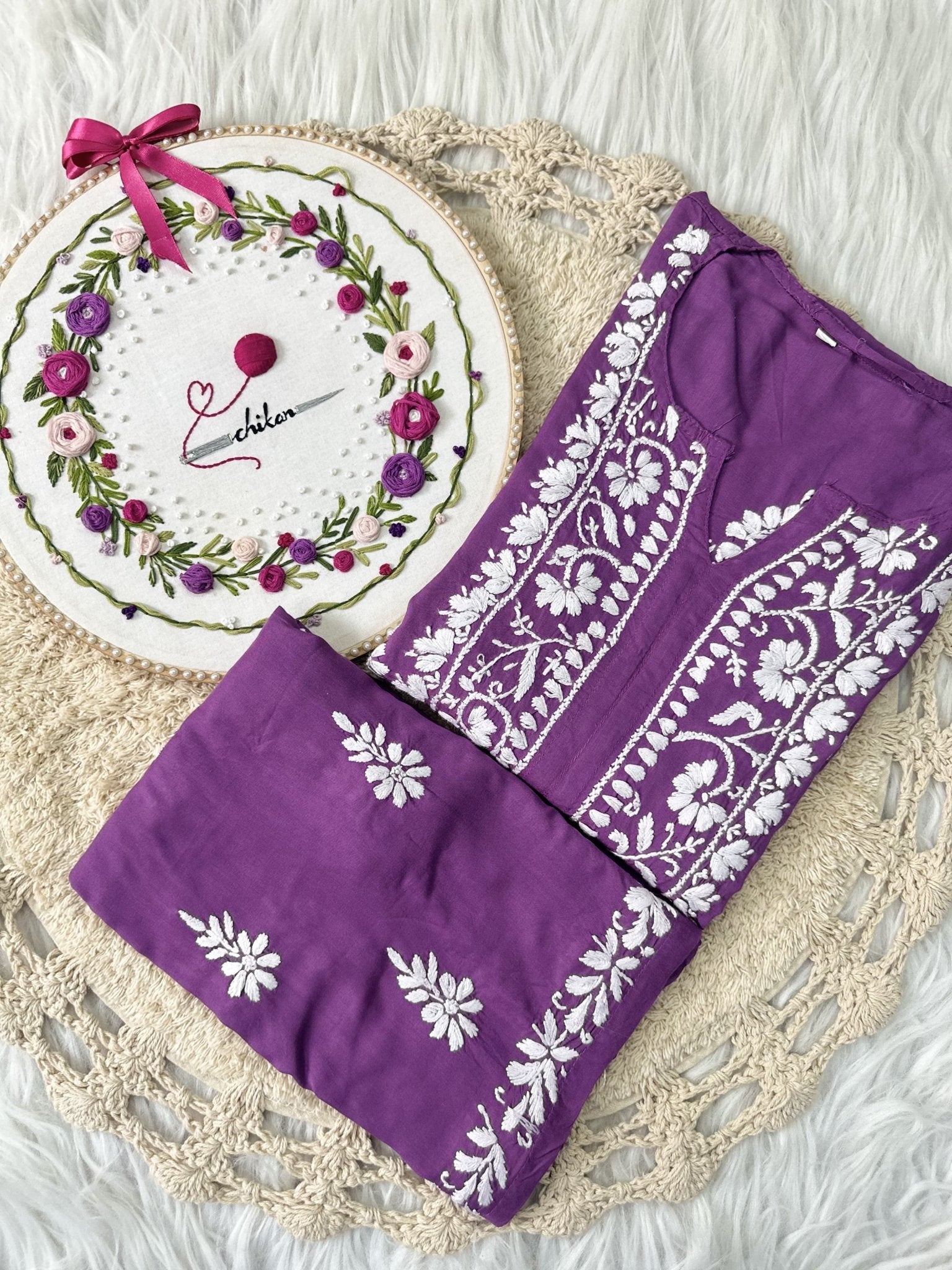 Zara Modal Cotton Embroidery Daman Combo - Chikankari official