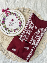 Zara Modal Cotton Embroidery Daman Combo - Chikankari official