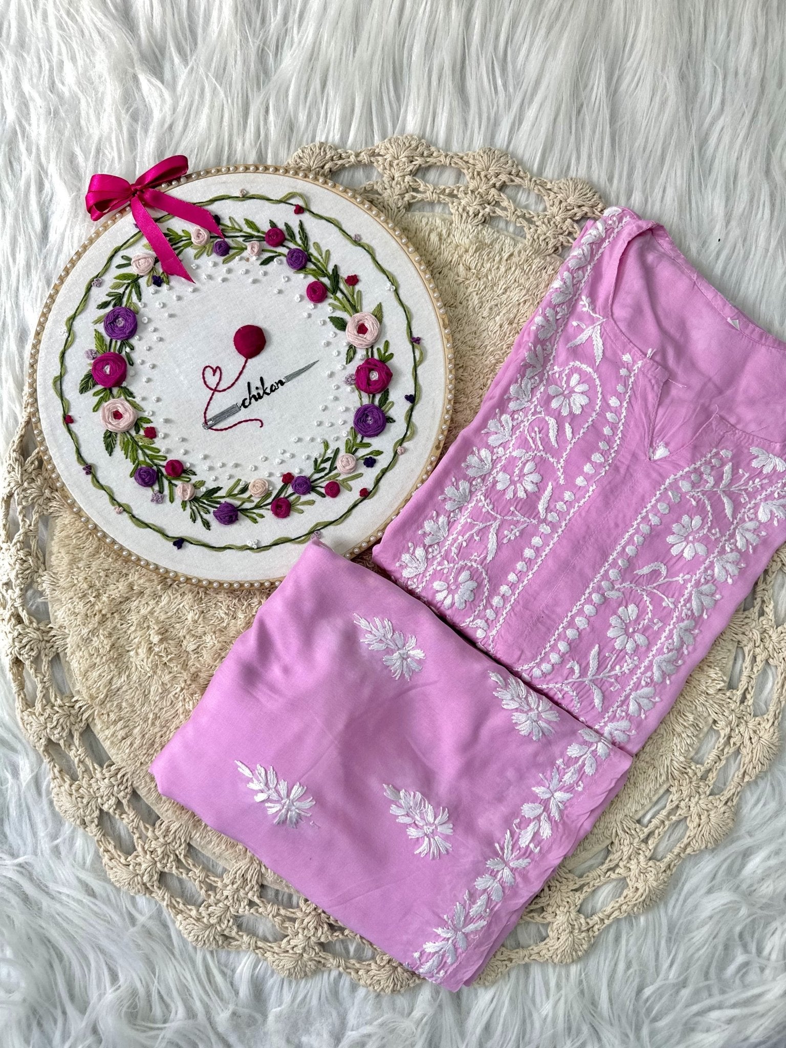 Zara Modal Cotton Embroidery Daman Combo - Chikankari official