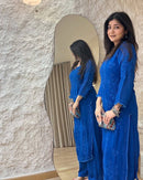 Zara Navy Blue Soft Georgette 2pc Set - Chikankari official