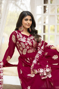 Zara x Sara Festive Long Gown With Dupatta - Chikankari official