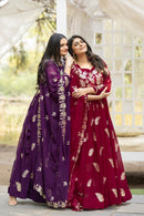 Zara x Sara Festive Long Gown With Dupatta - Chikankari official