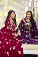 Zara x Sara Festive Long Gown With Dupatta - Chikankari official