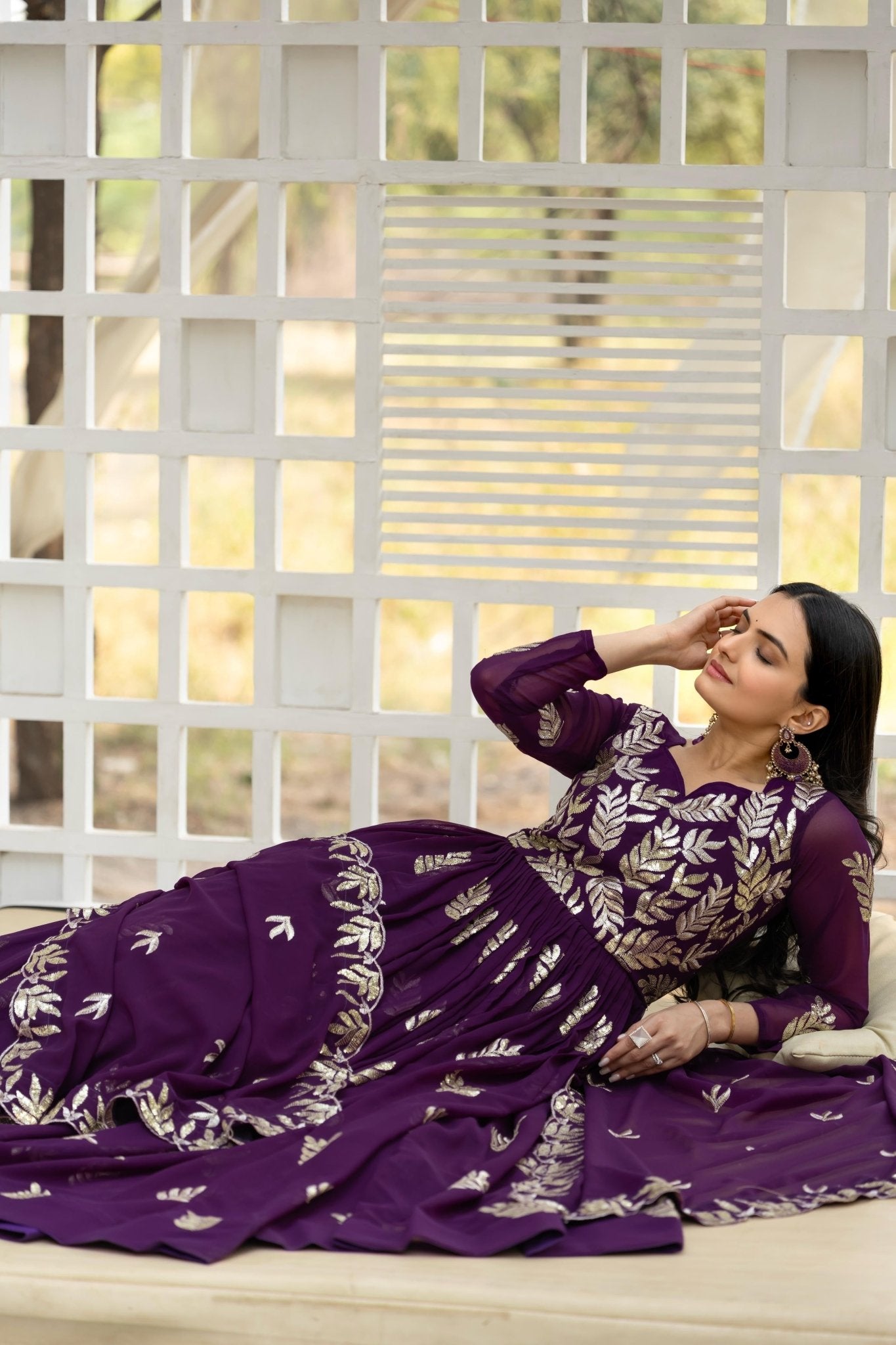 Zara x Sara Festive Long Gown With Dupatta - Chikankari official