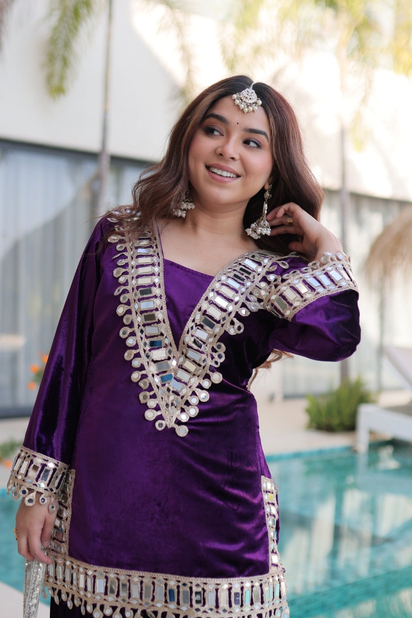 Zari work Special Set With Purse - Chikankari official