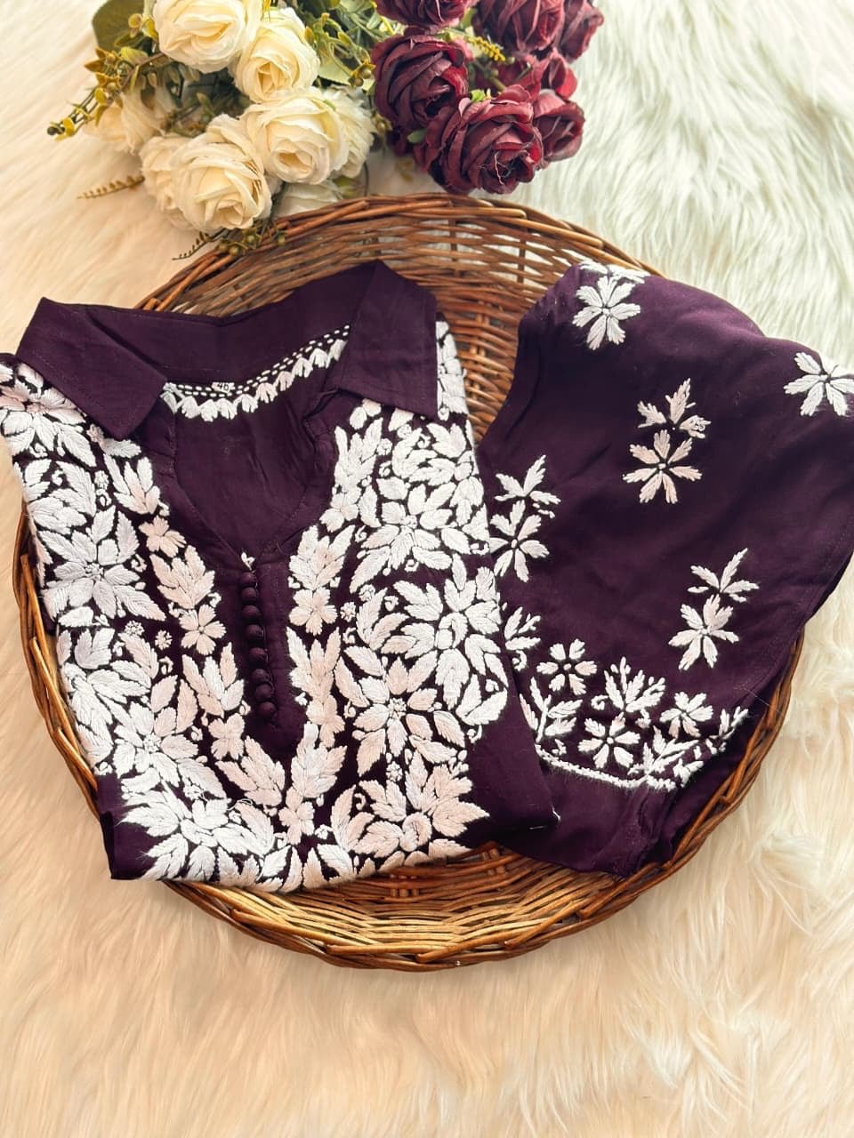 Zeenat Heavy Modal Co - ord Set - Chikankari official