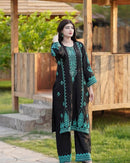 Zeenat Luxury Worked 3pc Set Roman Silk - Chikankari official