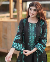 Zeenat Luxury Worked 3pc Set Roman Silk - Chikankari official