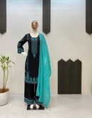 Zeenat Luxury Worked 3pc Set Roman Silk - Chikankari official