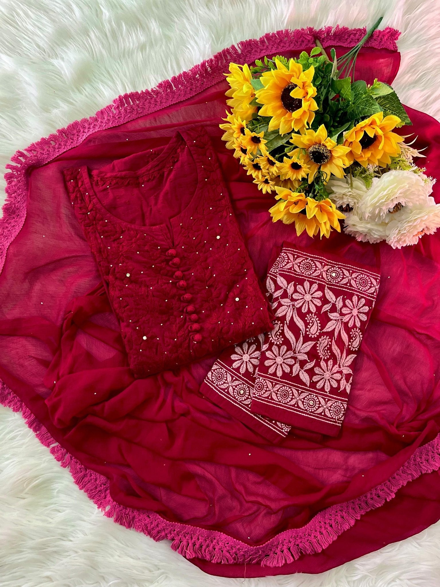 Zoya 3pc Dobby Cotton Muqaish Viral Set - Chikankari official