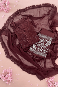 Zoya 3pc Dobby Cotton Muqaish Viral Set - Chikankari official