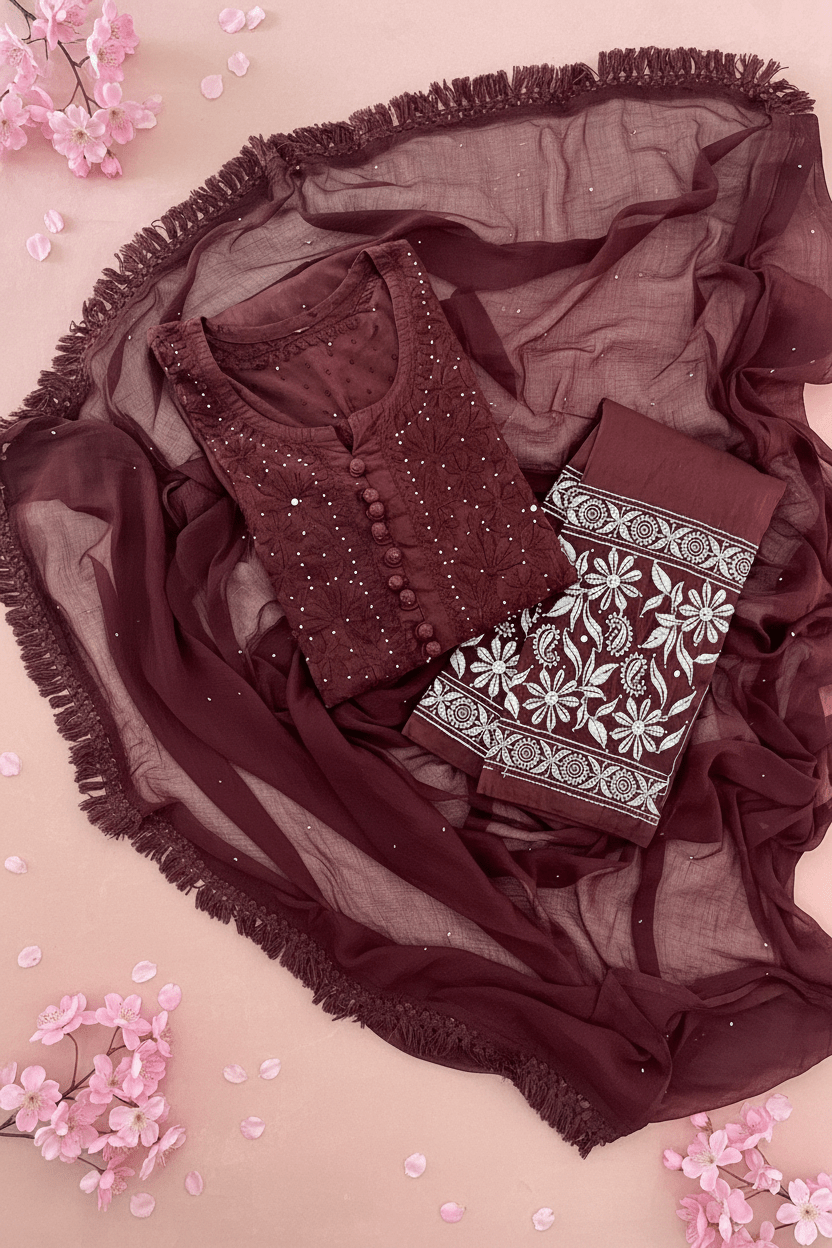 Zoya 3pc Dobby Cotton Muqaish Viral Set