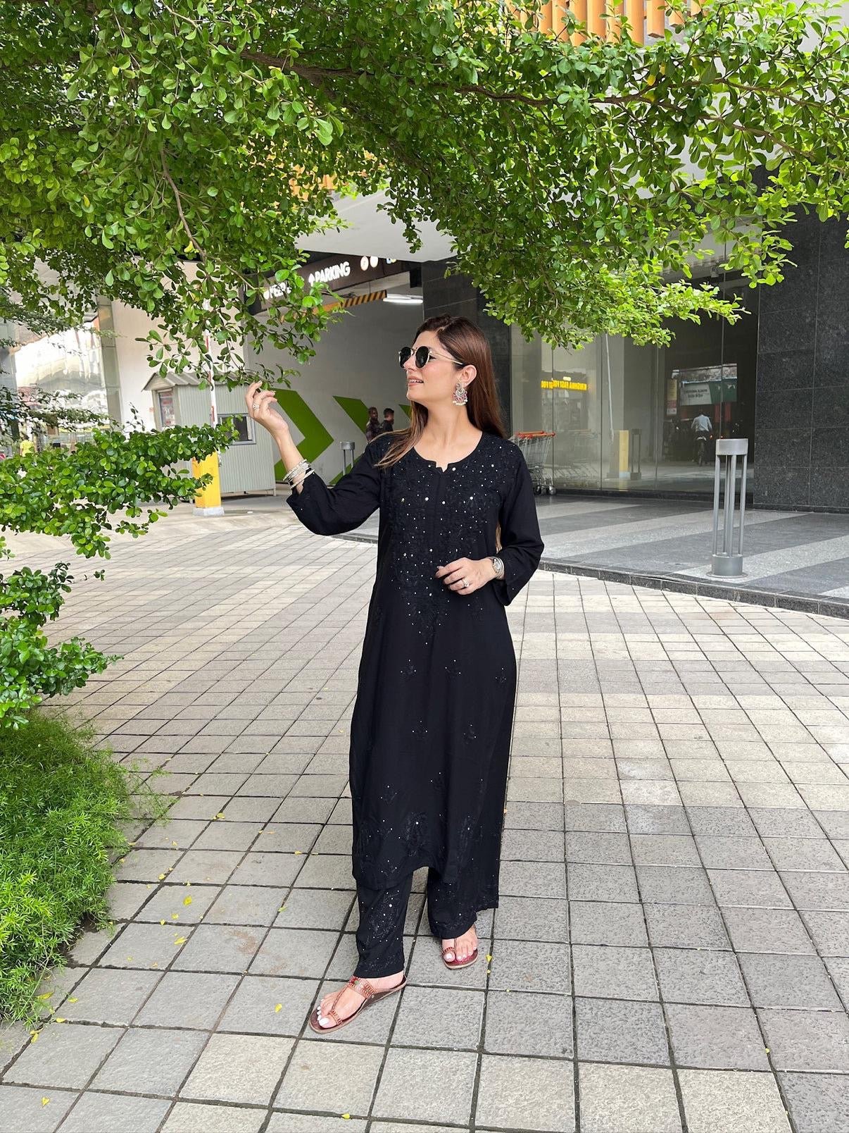 Zoya A truly exquisite Muqaish Worked Co - ord Set - Chikankari official