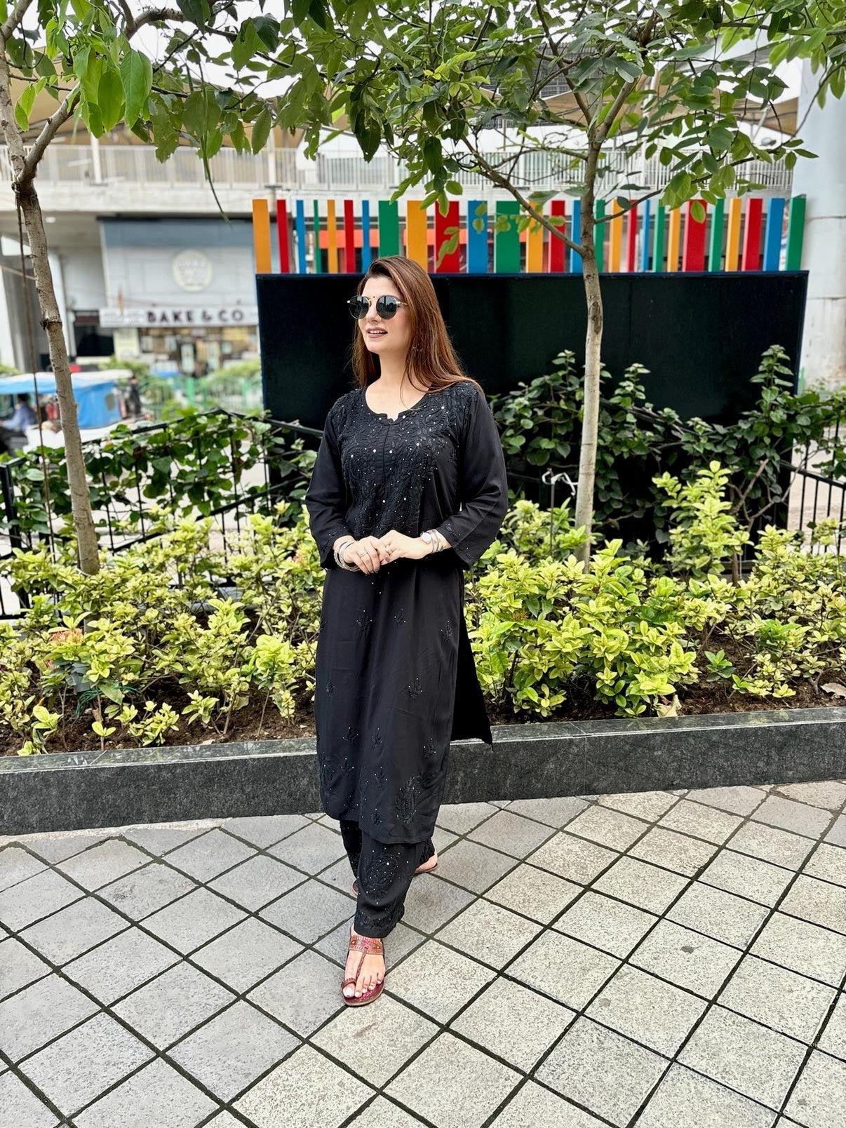 Zoya A truly exquisite Muqaish Worked Co - ord Set - Chikankari official