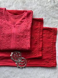 Zoya Handcrafted Chikan Rayon kurti with plazo Combo - Chikankari official