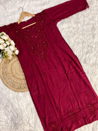 Zoya Handcrafted Rayon Muqaish Dyed Chikankari Kurtis - Chikankari official