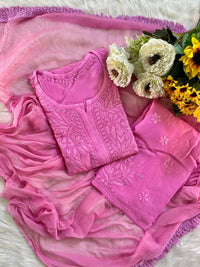 Zoya Handmade with Muqaish Soft 3pc Rayon Set - Chikankari official