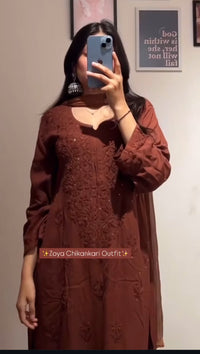 Zoya Handmade with Muqaish Soft 3pc Rayon Set - Chikankari official