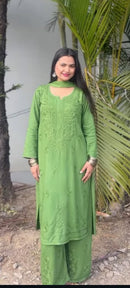 Zoya Handmade with Muqaish Soft 3pc Rayon Set - Chikankari official