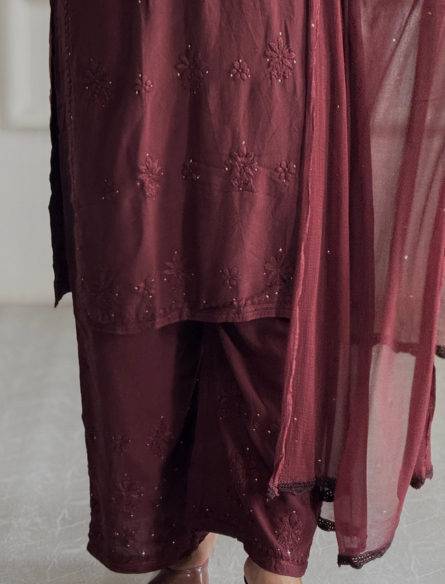 Zoya Handmade with Muqaish Soft 3pc Rayon Set - Chikankari official