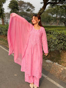 Zoya Handmade with Muqaish Soft 3pc Rayon Set - Chikankari official