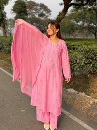 Zoya Handmade with Muqaish Soft 3pc Rayon Set - Chikankari official