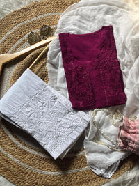Zoya Heavy Worked Muqaish 3pc Modal Cotton Set - Chikankari official