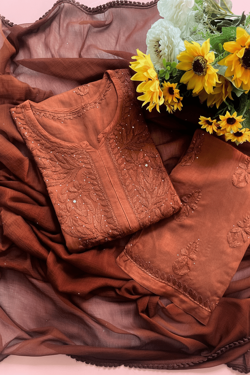 Zoya Muqaish work chikankari 3pc Set