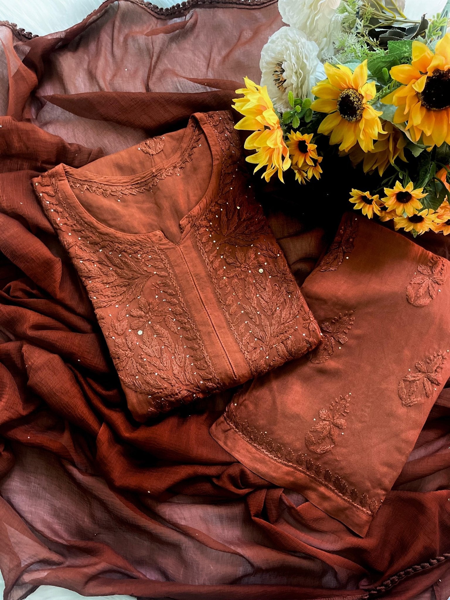 Zoya Muqaish work chikankari 3pc Set