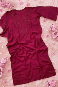 Zoya Muslin Muqaish Kurti Ghaspatti with Bakhiya work - Chikankari official