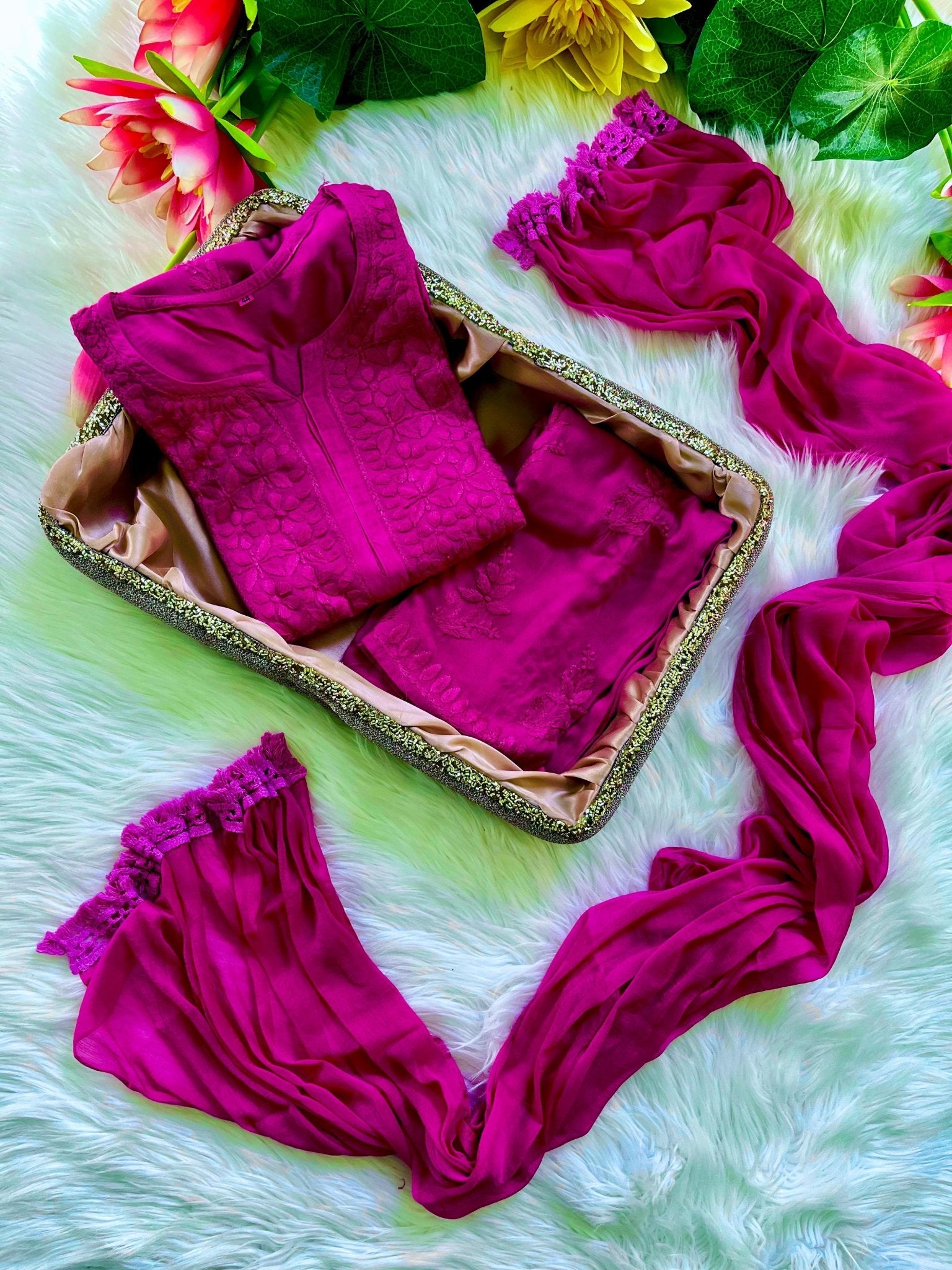 Zoya Rangrez Comfy 3pc Chikankari hand embroidered Set : Saba Ibrahim Inspired - Chikankari official