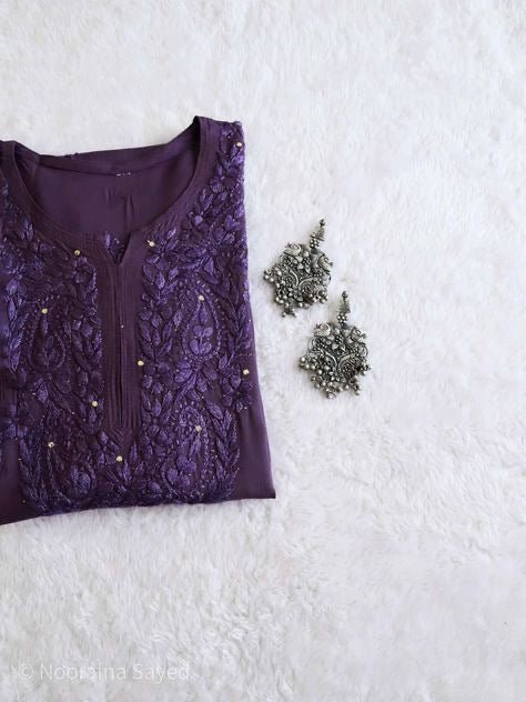 Zoya Rangrez Muqaish Soft Rich long Kurta - Chikankari official