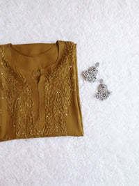 Zoya Rangrez Muqaish Soft Rich long Kurta - Chikankari official