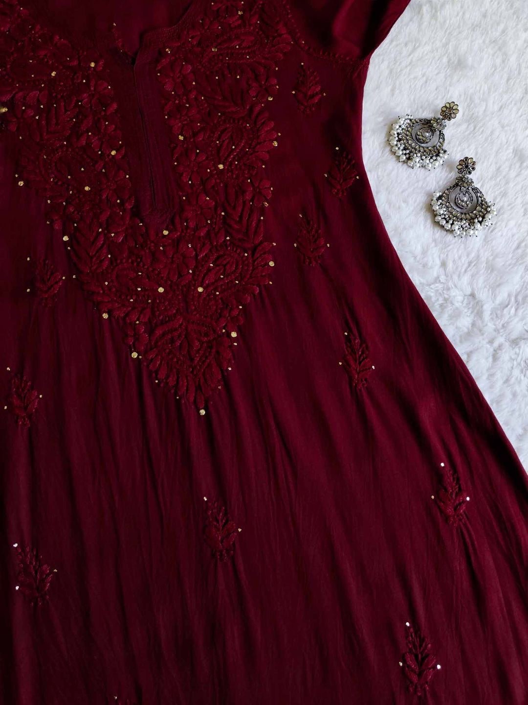 Zoya Rangrez Muqaish Soft Rich long Kurta - Chikankari official