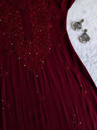 Zoya Rangrez Muqaish Soft Rich long Kurta - Chikankari official