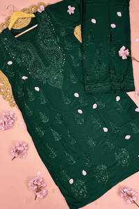 Zoya Rayon Muqaish Plazzo Combo 2pc - Chikankari official