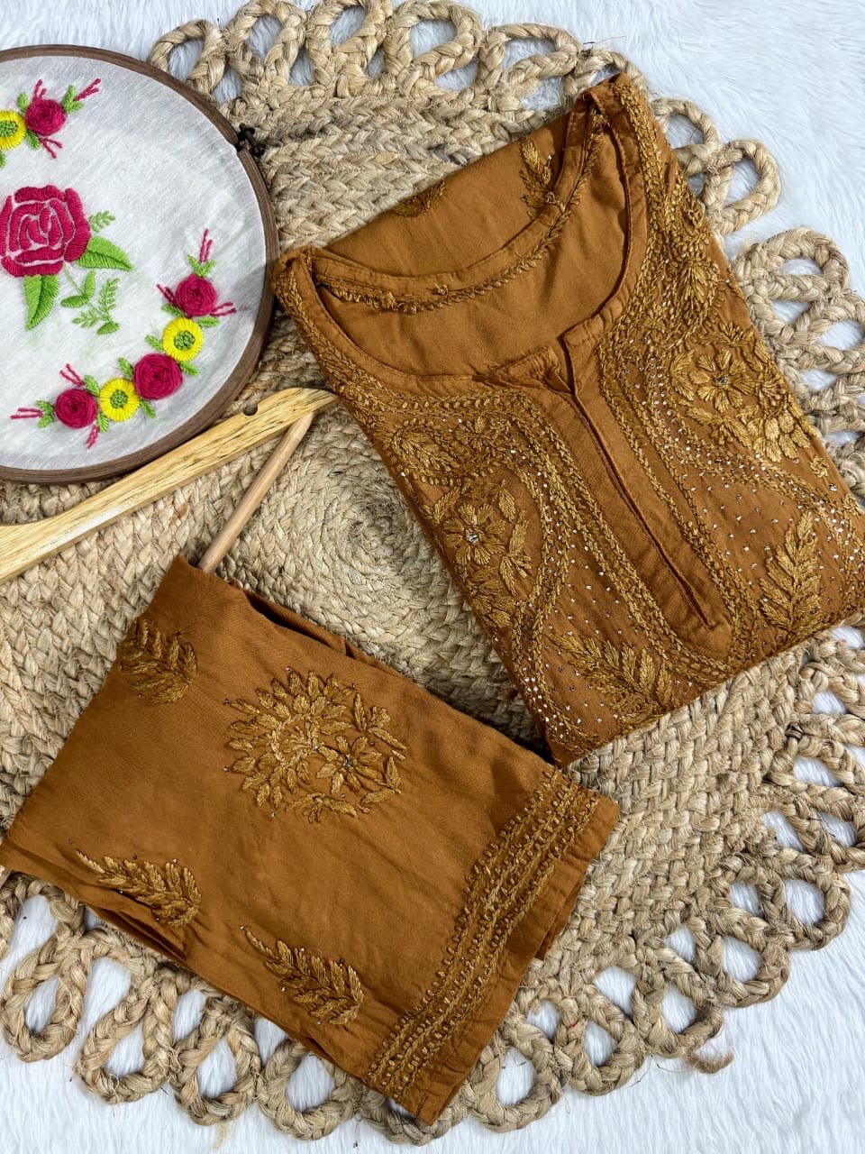 Zoya Rayon Muqaish Plazzo Combo 2pc - Chikankari official