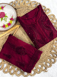 Zoya Rayon Muqaish Plazzo Combo 2pc - Chikankari official