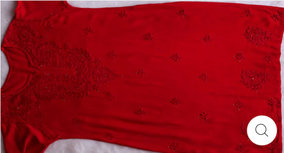 Zoya Red Muqaish 2pc Rayon Set - Chikankari official