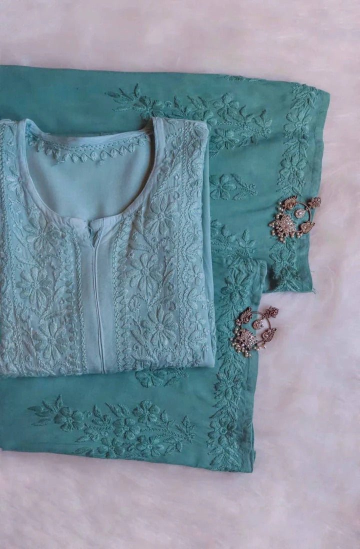 Zoya Soft Ombre 2pc kurta plazo set - Chikankari official