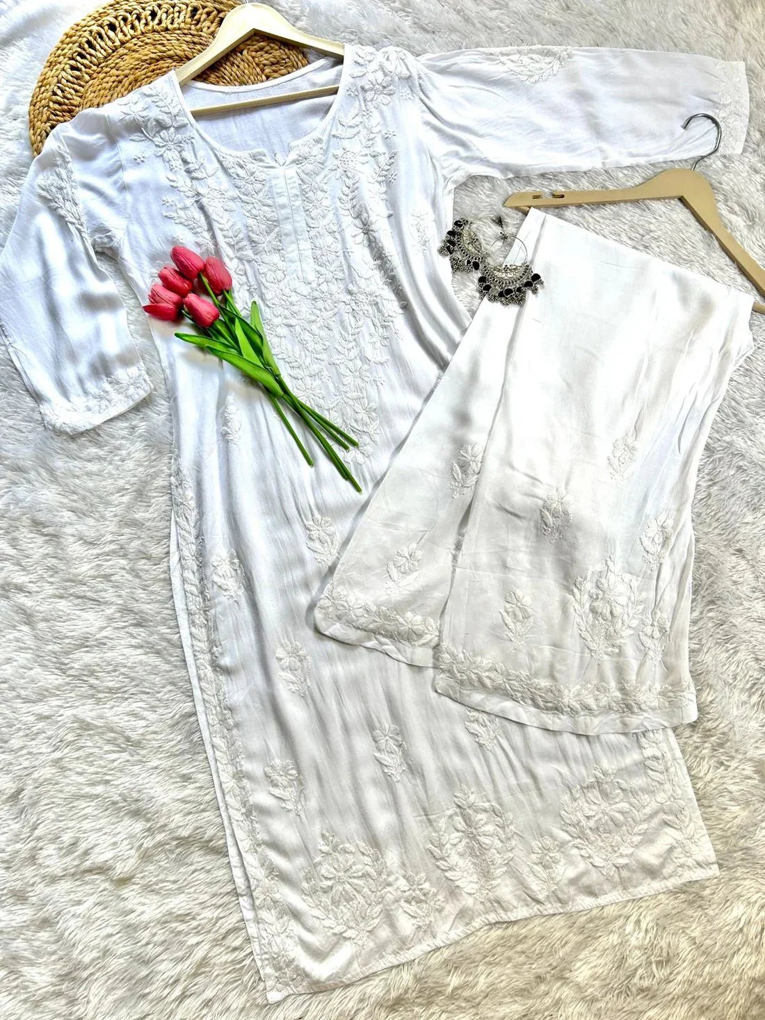 Zoya Soft Ombre 2pc kurta plazo set - Chikankari official