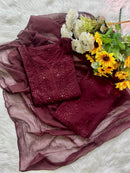 Zoya Viral Chikankari Muqaish work 3pc set - Chikankari official