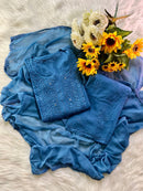 Zoya Viral Chikankari Muqaish work 3pc set - Chikankari official