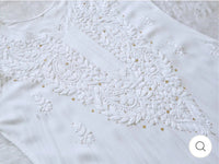 Zoya White Long rayon Muqaish Work kurta & Plazzo 2pc - Chikankari official